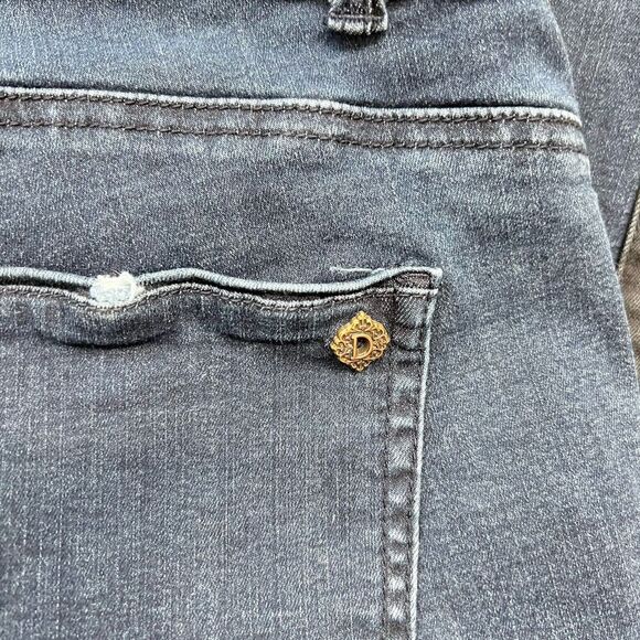 Democracy "Ab"solution High Rise Jeans Size 24W Blue Straight Leg Black Stripe - Picture 10 of 11